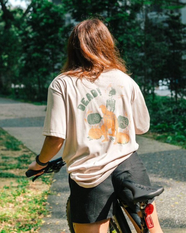 Heavy Record oversized tee - deadlift in beige